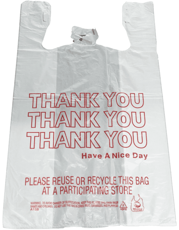 A bag that says " thank you, thank you, thank you ".