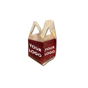 A red box with handles and the logo of your company.