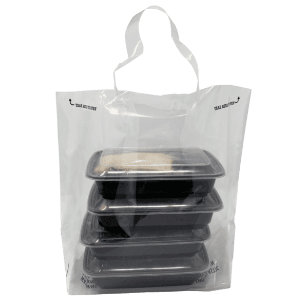 A bag of food with four trays in it.