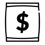 A dollar sign in a square frame on a green background